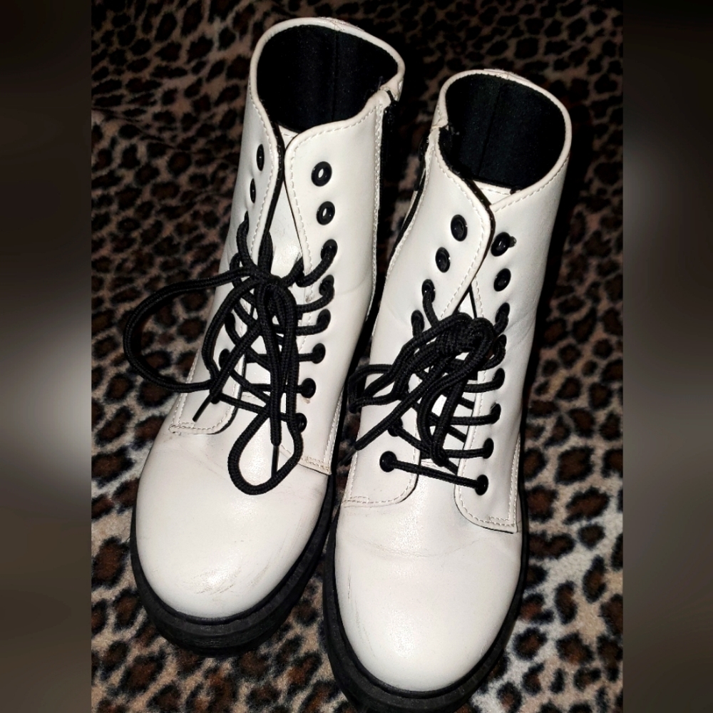 White combat boots